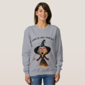 Cartoon Hexe "Trick or Treat" Sweatshirt (Vorne ganz)