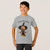 Cartoon Hexe "Trick or Treat" T-Shirt (Vorne ganz)