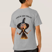 Cartoon Hexe "Trick or Treat" T-Shirt (Rückseite)