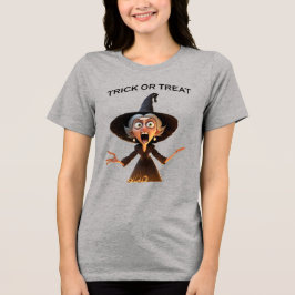 Cartoon Hexe "Trick or Treat" Tri-Blend Shirt