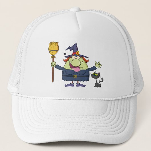Cartoon Hexe Truckerkappe (Vorderseite)