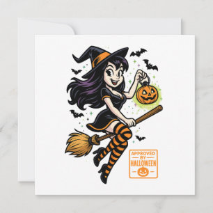 Cartoon Hexe - von Halloween genehmigt Feiertagskarte