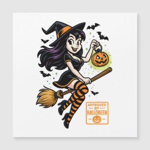 Cartoon-Hexe – Von Halloween genehmigt Magnetkarte