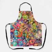 Cartoon Hippie Doodle Art Schürze (Vorderseite)