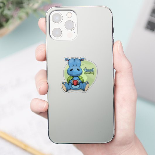 Cartoon Hippo | 2"x 2"- Glossy Transparent Aufkleber (Telefon)