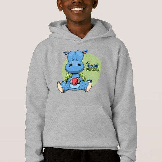 Cartoon Hippo | Kids Pullover Hoodie (Vorderseite)
