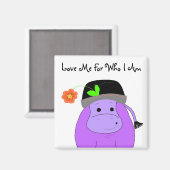 Cartoon Hippo mit Sprichwort Magnet (Vorderseite/Rückseite)