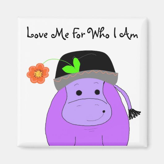 Cartoon Hippo mit Sprichwort Magnet (Vorne)