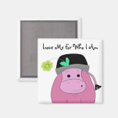 Cartoon Hippo mit Sprichwort Magnet (Vorderseite/Rückseite)