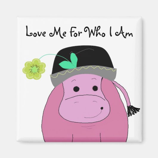 Cartoon Hippo mit Sprichwort Magnet (Vorne)