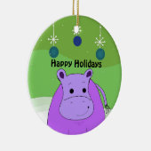 Cartoon Hippo mit Weihnachtsdekorationen Keramik Ornament (Rechts)