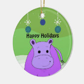 Cartoon Hippo mit Weihnachtsdekorationen Keramik Ornament (Links)