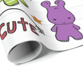 Cartoon Hippo Muster Geschenkpapier (Rolleneckpunkt)