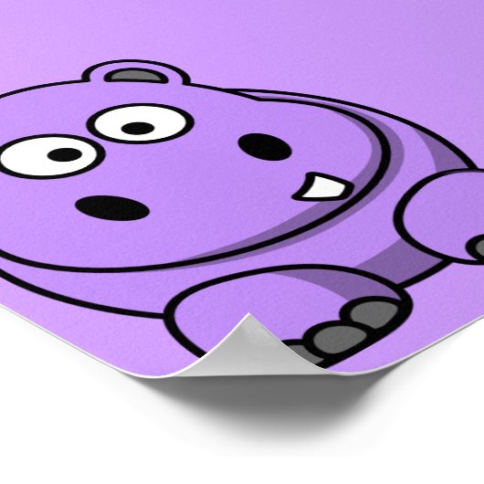 Cartoon-Hippo niedlich ansprechend freundlich lila Poster (Ecke)
