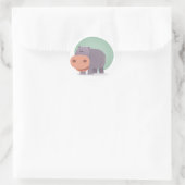 Cartoon Hippo Runder Aufkleber (Tasche)