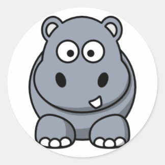 Cartoon Hippo Runder Aufkleber