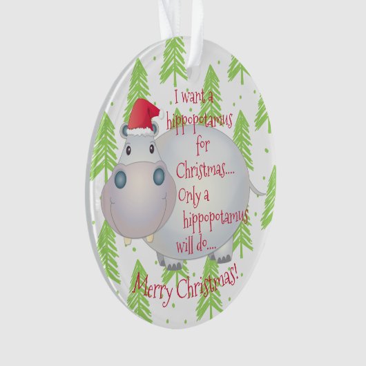 Cartoon Hippopotamus Hippo Weihnachten Weihnachten Ornament (Vorderseite)