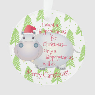 Cartoon Hippopotamus Hippo Weihnachten Weihnachten Ornament