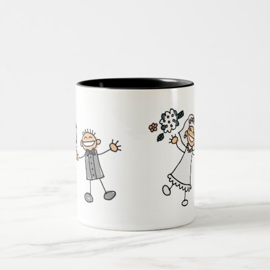 Cartoon Hochzeit Zweifarbige Tasse (Mittel)
