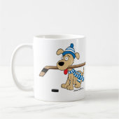 Cartoon Hockey Dog Kaffeetasse (Links)
