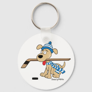 Cartoon Hockey Dog Schlüsselanhänger