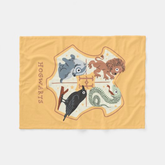 Cartoon Hogwarts Crest Fleecedecke (Vorderseite (Horizontal))