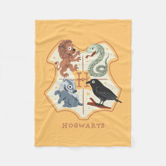 Cartoon Hogwarts Crest Fleecedecke (Vorderseite)