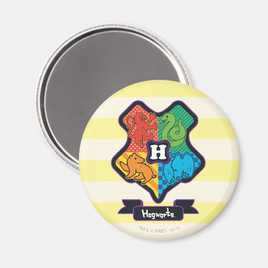 Cartoon Hogwarts Crest Magnet (Vorderseite/Rückseite)