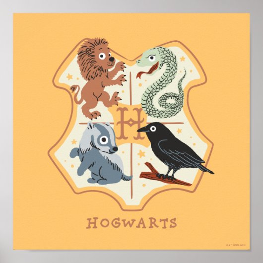 Cartoon Hogwarts Crest Poster (Vorne)