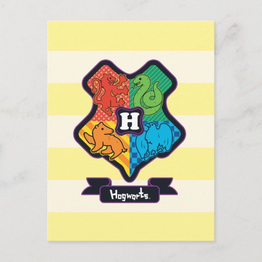 Cartoon Hogwarts Crest Postkarte (Vorderseite)