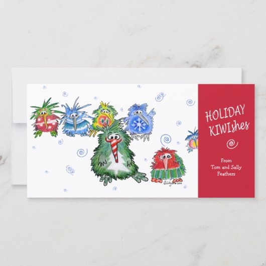 Cartoon Holiday KIWIshes Card Feiertagskarte (Vorderseite)