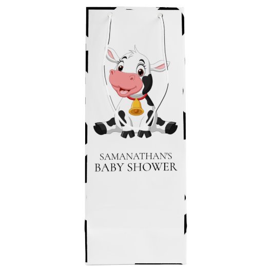Cartoon Holly Cow BABY SHOWER Weinbeutel Geschenktüte Für Weinflaschen (Rückseite)