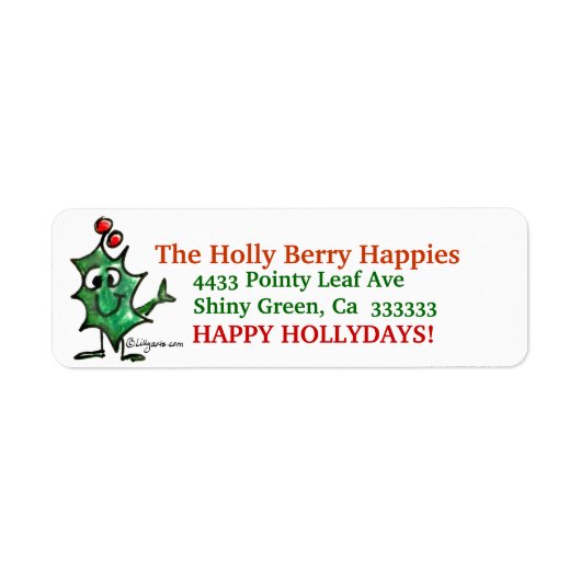 Cartoon Holly Weihnachtsanschrift Label Stickers (Vorne)