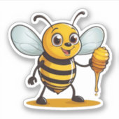 Cartoon Honey Bee Aufkleber (Vorderseite)