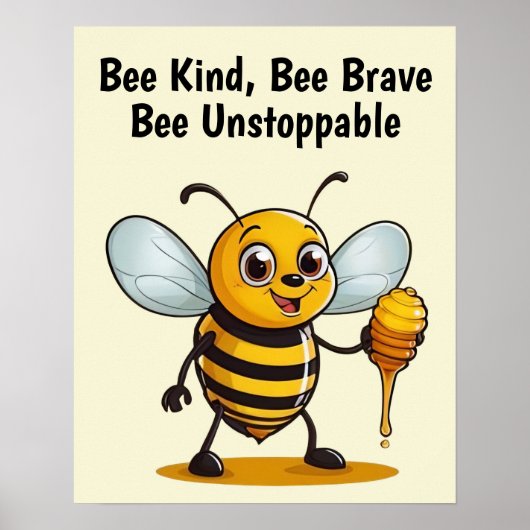 Cartoon Honey Bee Personalisiert Poster (Vorne)