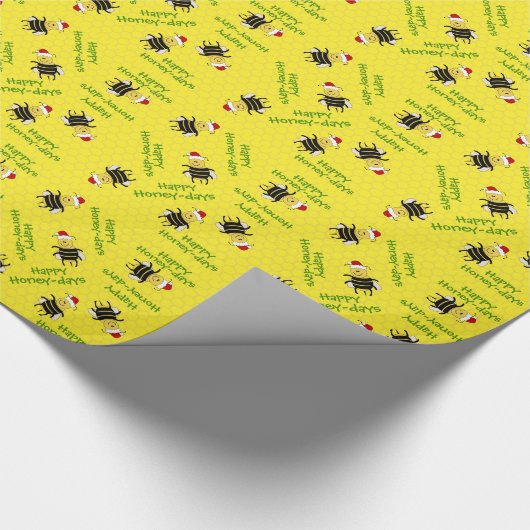 Cartoon Honey Bee Weihnachtsgeschenk Wrap Imker Geschenkpapier (Ecke)