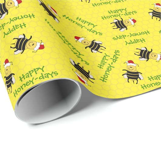 Cartoon Honey Bee Weihnachtsgeschenk Wrap Imker Geschenkpapier (Rolleneckpunkt)