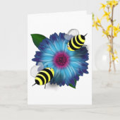 Cartoon Honey Bees Meeting auf Blue Blume Karte (Gelbe Blume)
