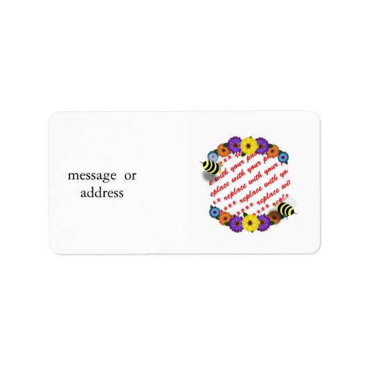 Cartoon Honey Bees Meeting Foto Frame Adressaufkleber (Vorne)