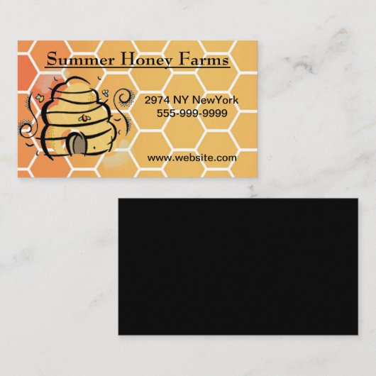 Cartoon Honeycomb Bees Nest Business Card Visitenkarte (Vorne/Hinten)