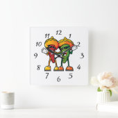 Cartoon hot peppers quadratische wanduhr (Zuhause)