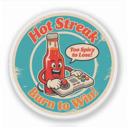 Cartoon Hot Sauce Flasche mit Controller Gamer Aufkleber (Vorderseite)