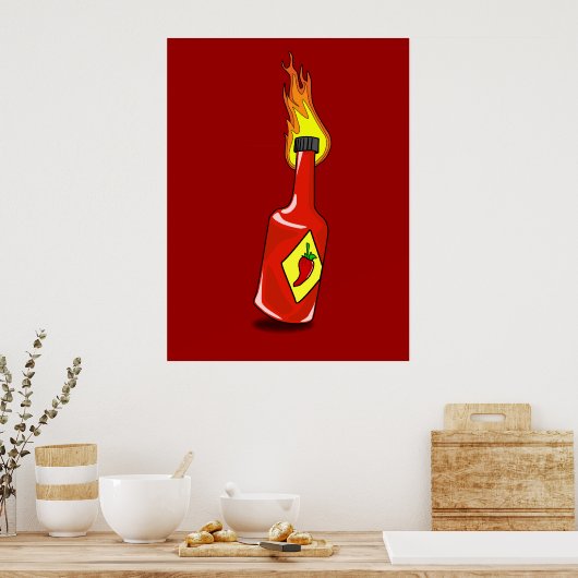Cartoon-Hot-Sauce Poster (Küche)