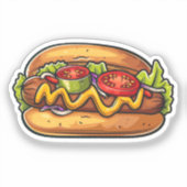Cartoon Hotdog Aufkleber (Vorderseite)