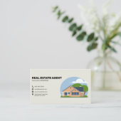 Cartoon House & Icons - Real Anwesen Agent Visitenkarte (Stehend Vorderseite)