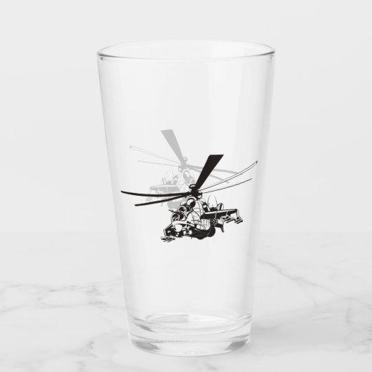 Cartoon-Hubschrauber "Hind" Glas (Vorderseite)