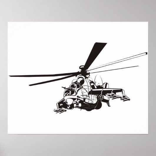 Cartoon-Hubschrauber "Hind" Poster (Vorne)