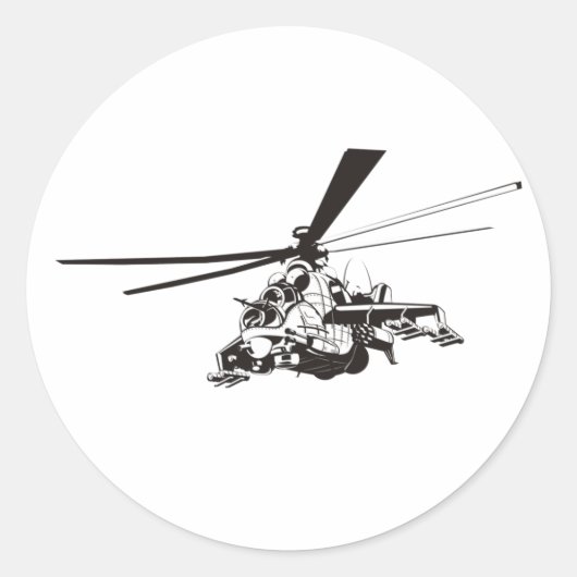 Cartoon-Hubschrauber "Hind" Runder Aufkleber (Vorderseite)