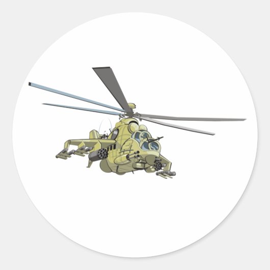 Cartoon-Hubschrauber "Hind" Runder Aufkleber (Vorderseite)