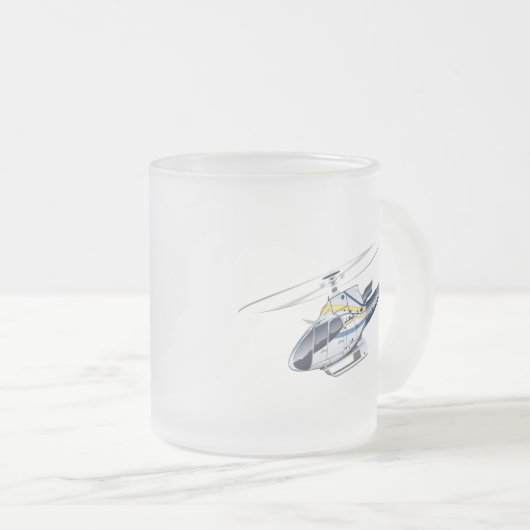 Cartoon-Hubschrauber Mattglastasse (VorderseiteRechts)